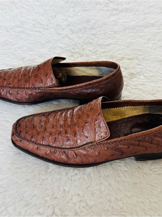 Stefano Ricci Ostrich Quill Genuine Brown leather Loafers Shoes size 9 main image 15